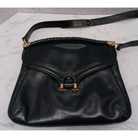 Vintage Gucci Navy Leather Horsebit Purse Shoulder Bag - Picture 1 of 12